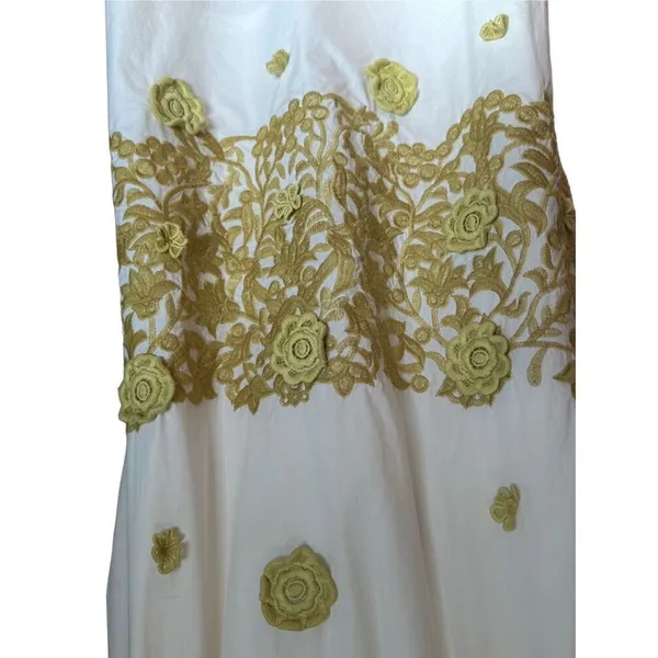 RYU White Green‎ Floral Embroidered Boho Sundress Sz L - Image 6