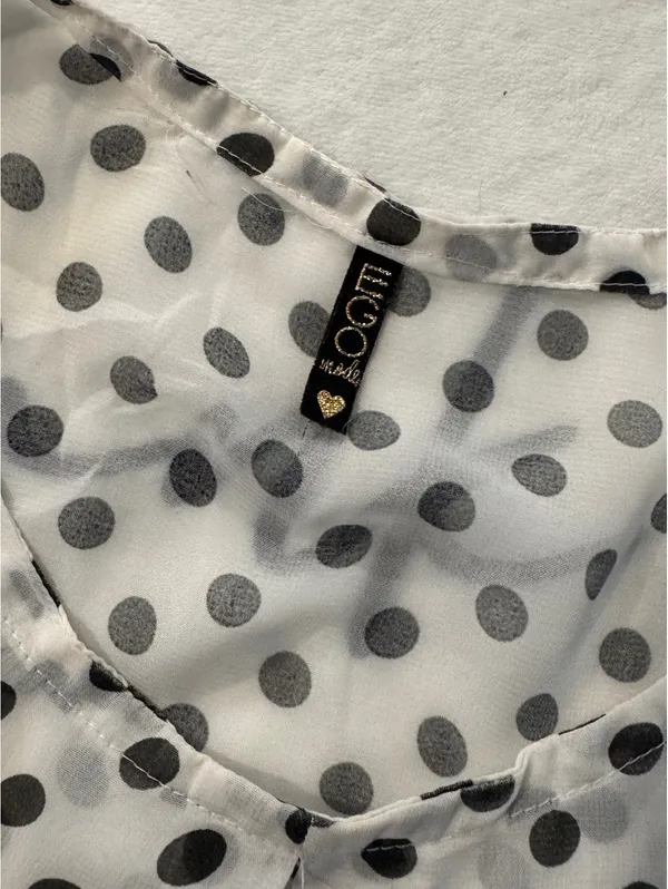 EGO Women's Polka-Dot Top with Pleated Shoulders Size L - Image 3