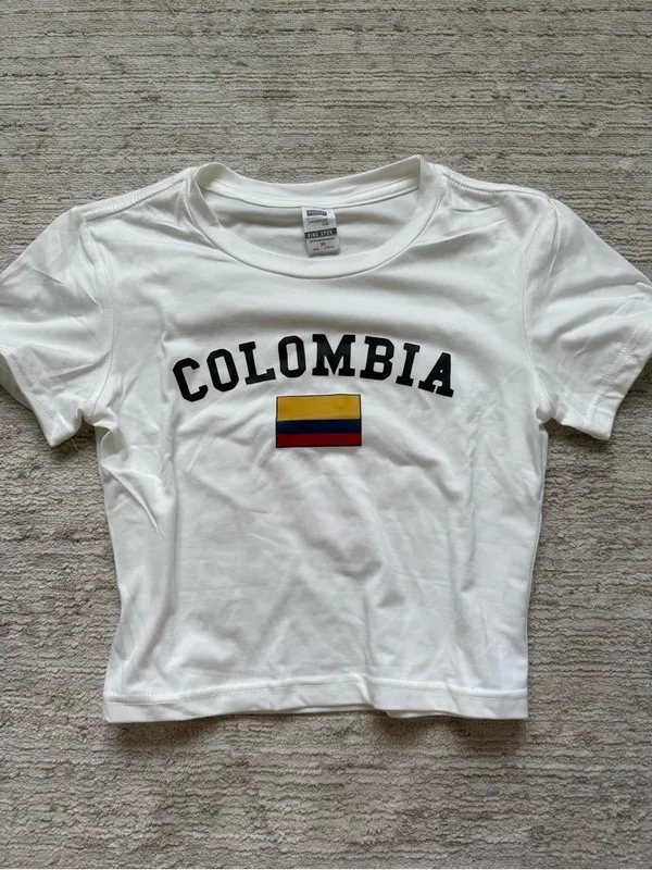 Colombia Logo White Baby Tee (Size XS) - Image 3