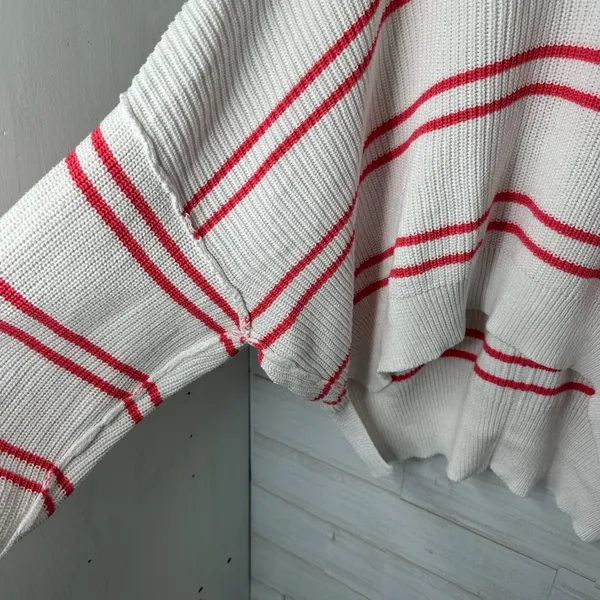 NWOT Aerie Beyond Cropped Sweater Womens Striped Cotton Knit Oversized Size XL - Image 4