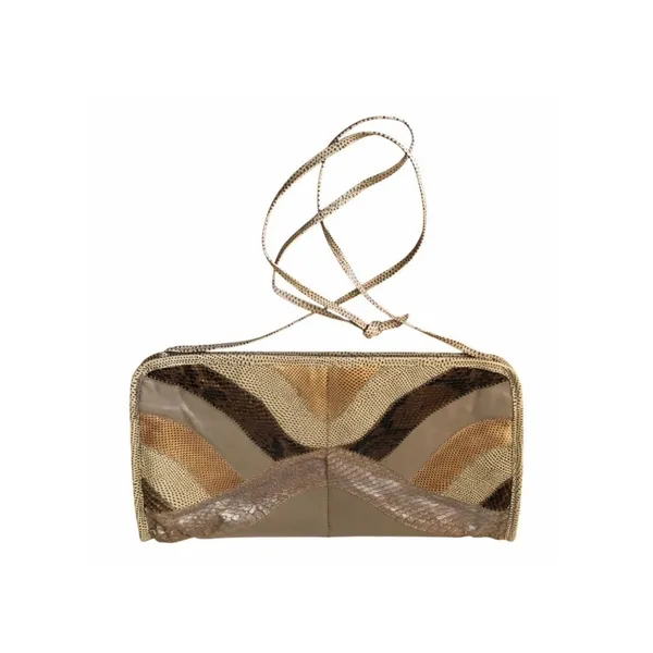 Vintage Snakeskin Patchwork Shoulder Bag Neutral Wave Boho Retro Purse - Image 13
