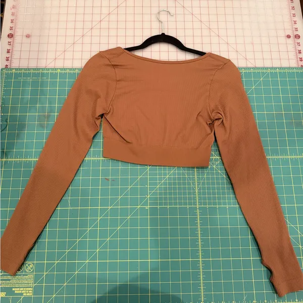 Brown Cropped Long Sleeve Top Size M - Image 3