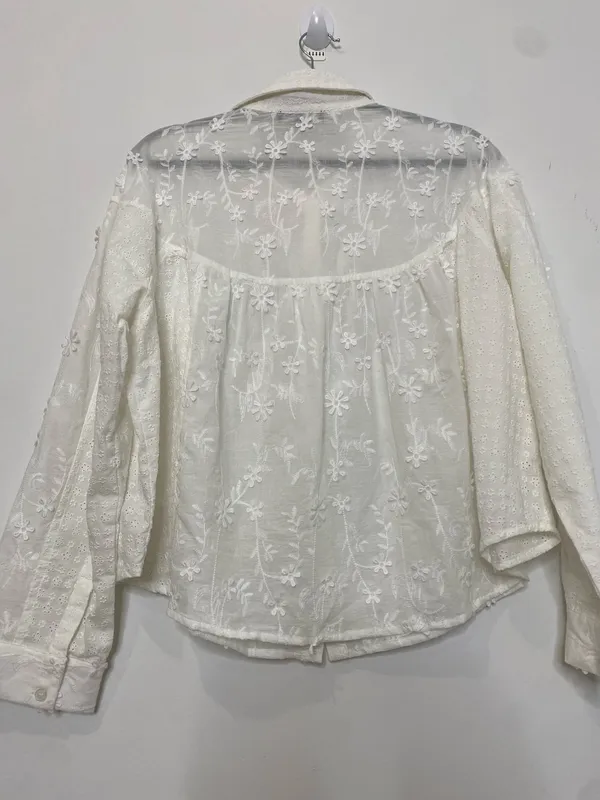 Lulus White 3D Floral Appliqué Embroidered Button Down  - Image 5