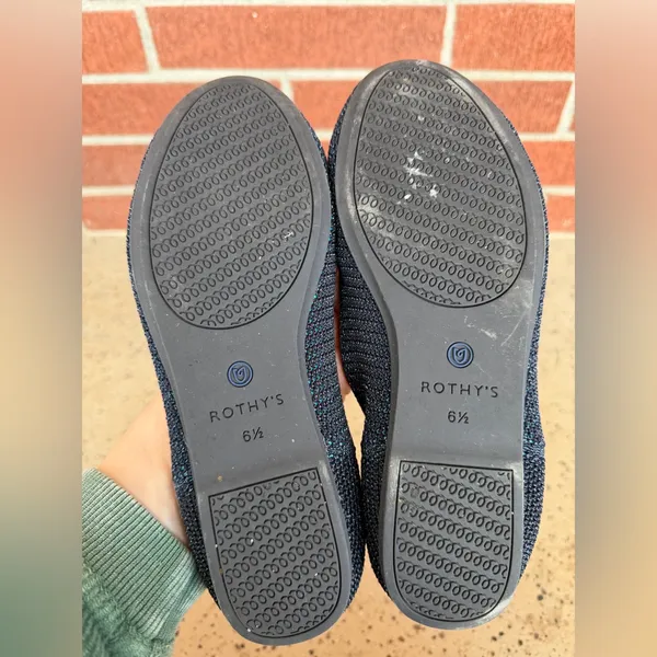 Rothys Special Edition Metallic‎ Lattice Navy Blue Flats Womens size 6.5 - Image 2