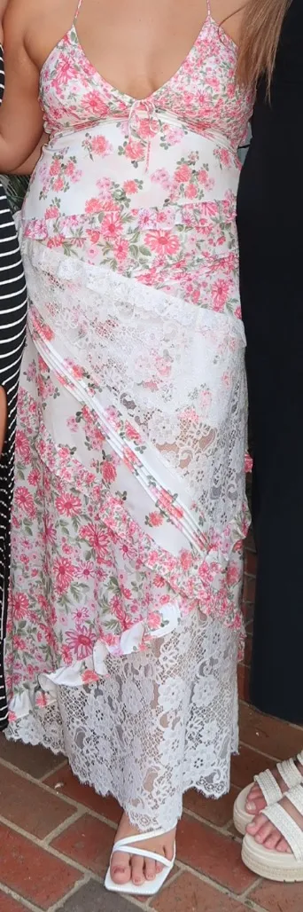 For Love & Lemons Dress Rosalyn Maxi Pink Women’s Large - Image 5