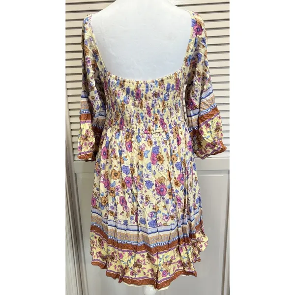Southern Fried Chics Floral Fit Flare Dress NWT Sz XL Lined Smocked Long Sl - Image 4