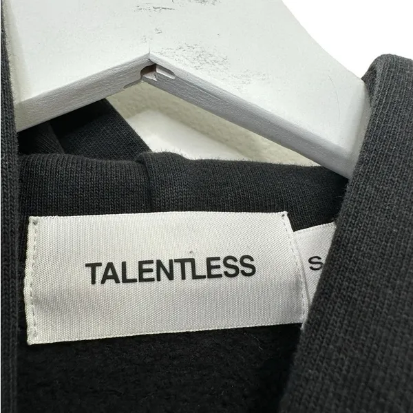 Talentless Black Hoodie Sweatshirt Unisex Minimal Logo Pullover Size Small - Image 4