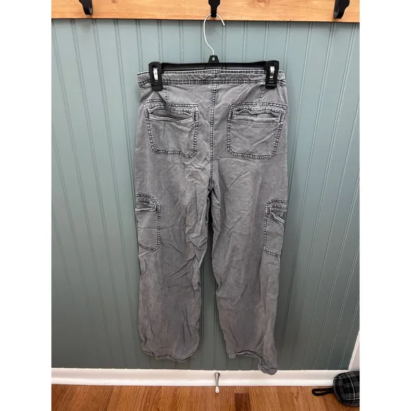 American Eagle Baggy Wide Leg Cargo Pants Washed Grey‎ Size 2 Regular Stretch - Image 5