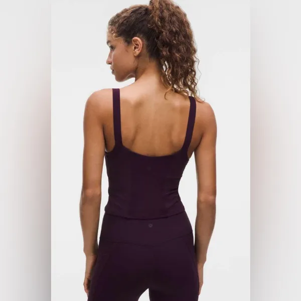 Lululemon NWT Align Lace Panel Tank Top Black Plum Size XL B/C Cup - Image 2