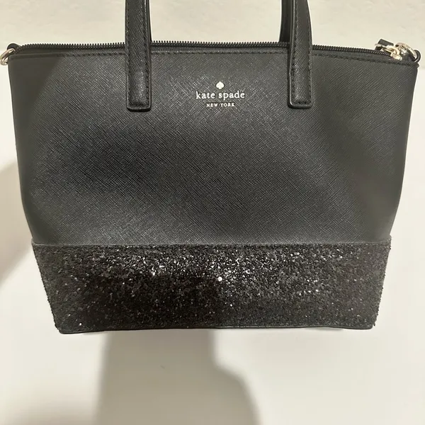Kate Spade New York Ina Greta Court Black Glitter Handbag Satchel Mini Tote - Image 2