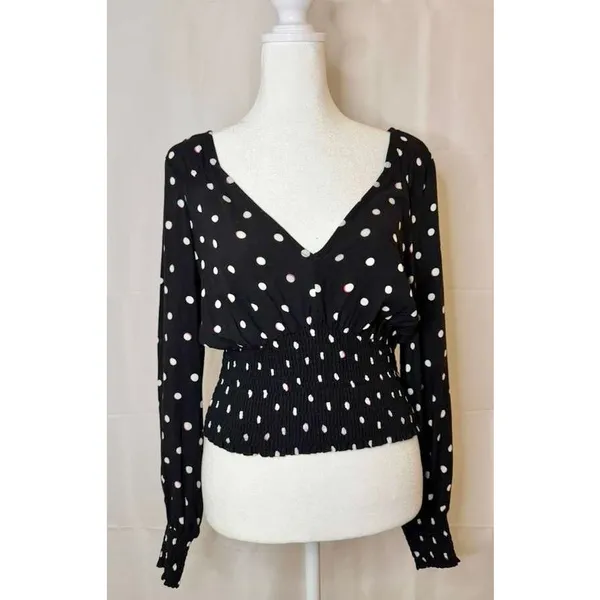 NWT Abercrombie Smocked Waist Polka Dot Blouse sz. S - Image 3
