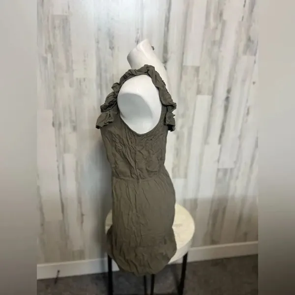 Windsor Olive Green Ruffle Mini Dress Size L Sleeveless Casual Summer - Image 5
