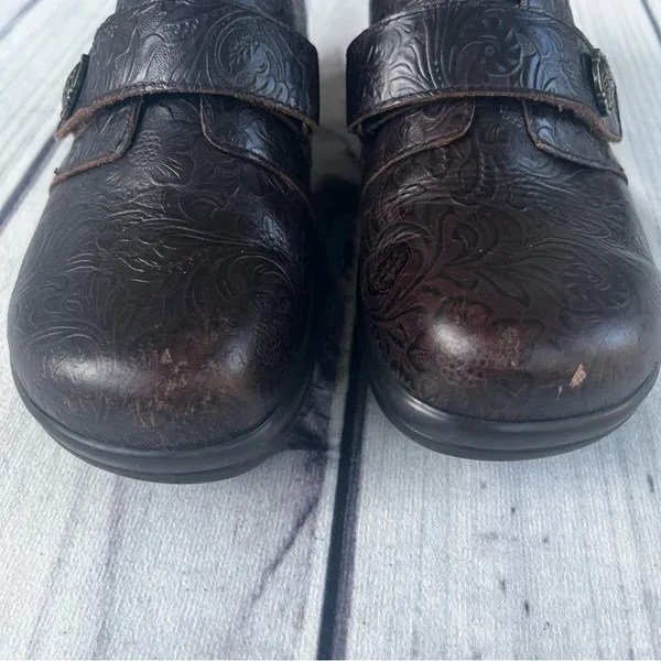 ALEGRIA Mary Jane Leather Clogs‎ Brown Floral Paisley Size 39 EU (8.5 US) - Image 2