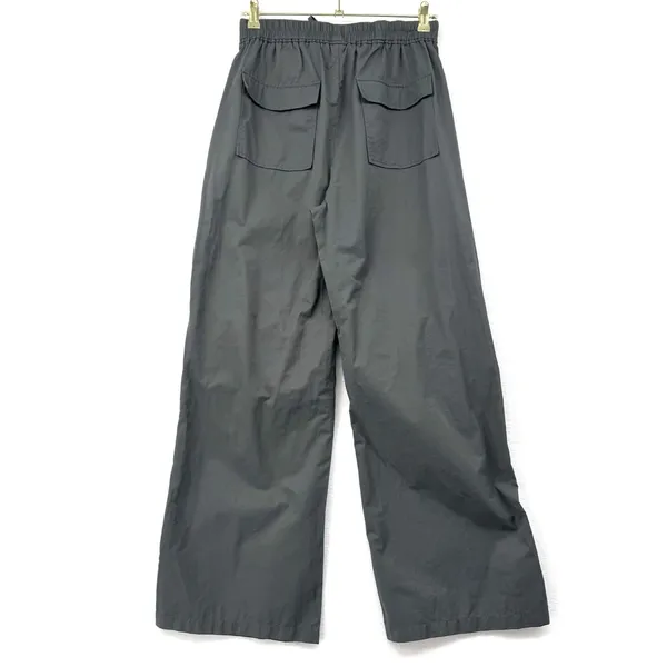 Cider Wide Leg Cargo Pants Gray Elastic Waist Drawstring Casual Utility Sz Large - Image 2