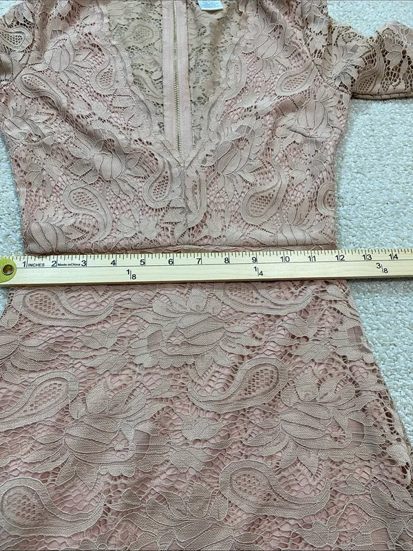 Windsor Long Sleeve Lace Bodycon Dress in Blush Size XS 90% Nylon - Image 12