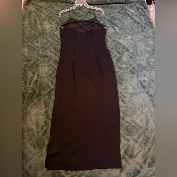 Vintage black prom maxi dress with beading - Image 4