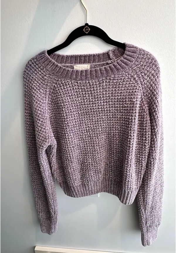 Altar’d State Mardi Gras Cropped Purple Sweater - Image 2