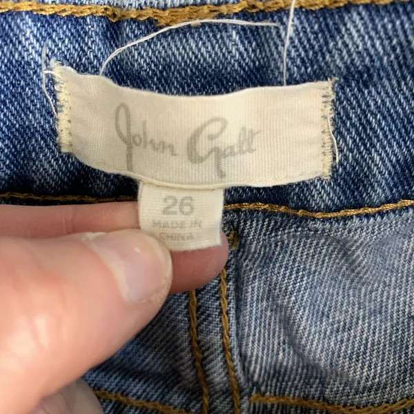 John Galt Brandy Melville Sz 26 Shorts High Rise Cuffed Denim Blue‎ Jean Women’s - Image 3