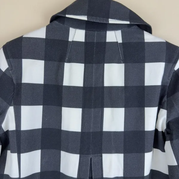Banana Republic Women’s Plaid Black White Double-Breasted Pea coat Office Size S - Image 7