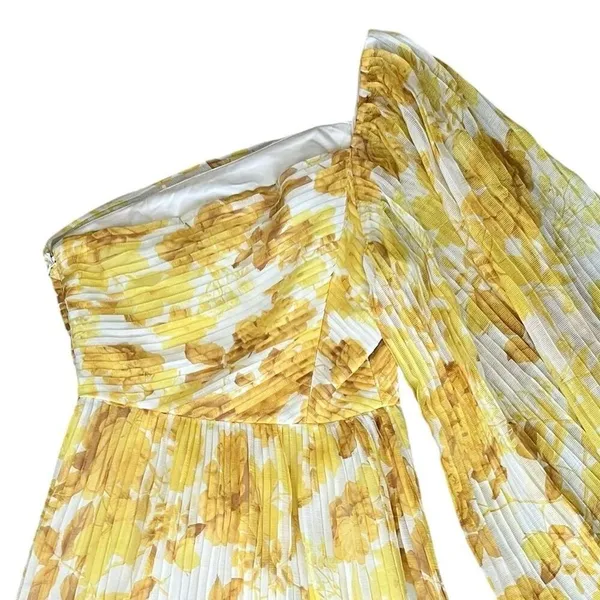 Anthropologie x La Maison Talulah Sunshine Yellow One Shoulder Floral Mini Dress - Image 8