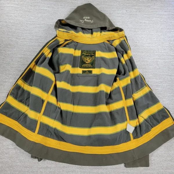 VTG Prvcy CA Full Zip Hoodie Jacket Womens‎ Large Green Yellow Distressed Thick - Image 6