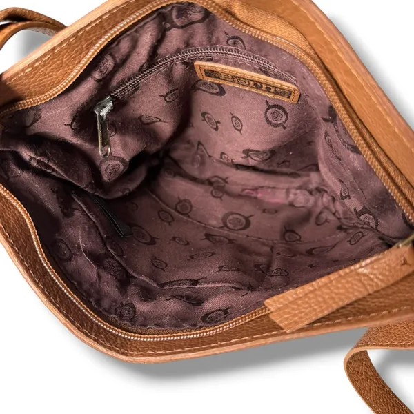 Born Bucket Crossbody Leather Handbag Bag‎ Camel Tan Leather - Image 5