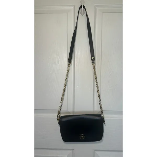 Tory Burch Robinson Black Saffiano‎ Leather Chain Flap Crossbody Shoulder Bag - Image 2