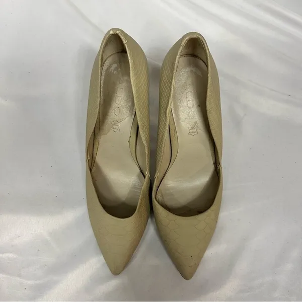 ALDO Faux Snake Skin Print Nude Heels in Size 38.5/8 - Image 6