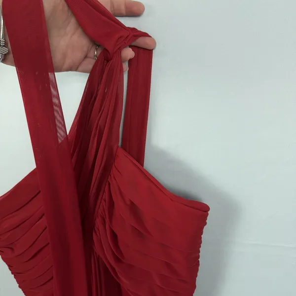 Alex Evenings Size-8 Red Chiffon‎ One Shoulder Empire Waist Evening Gown - Image 8