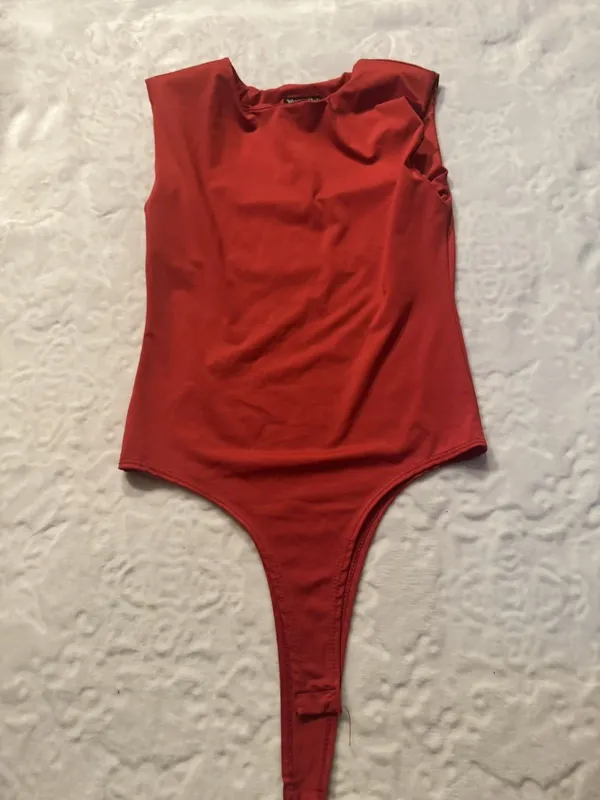Wearever BodysuitWomen’s Size M Red Casual Dressy Summer Made In USA - Image 2