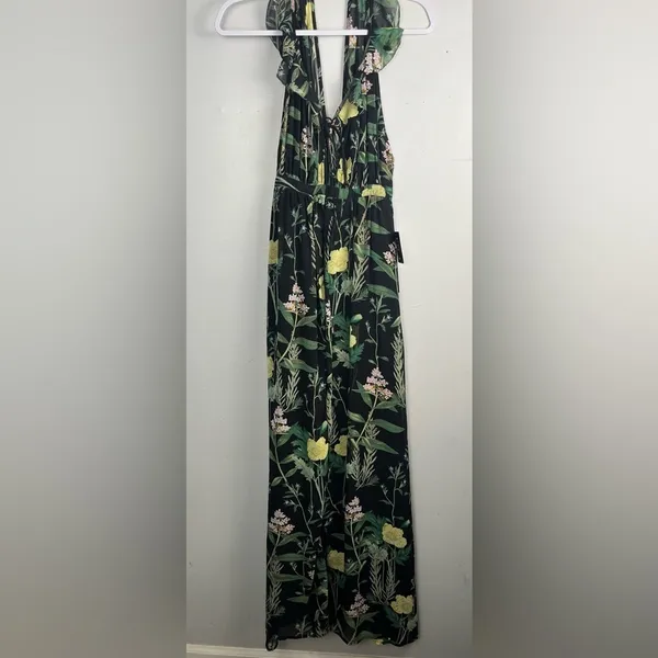NWT Lulu’s Leaf Your Mark Black Floral Print Maxi Dress size XS - Image 7