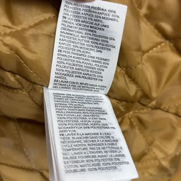 H&M Divided Small Faux Fur Shearling lined‎ Hooded Parka Coat Light Brown - Image 13