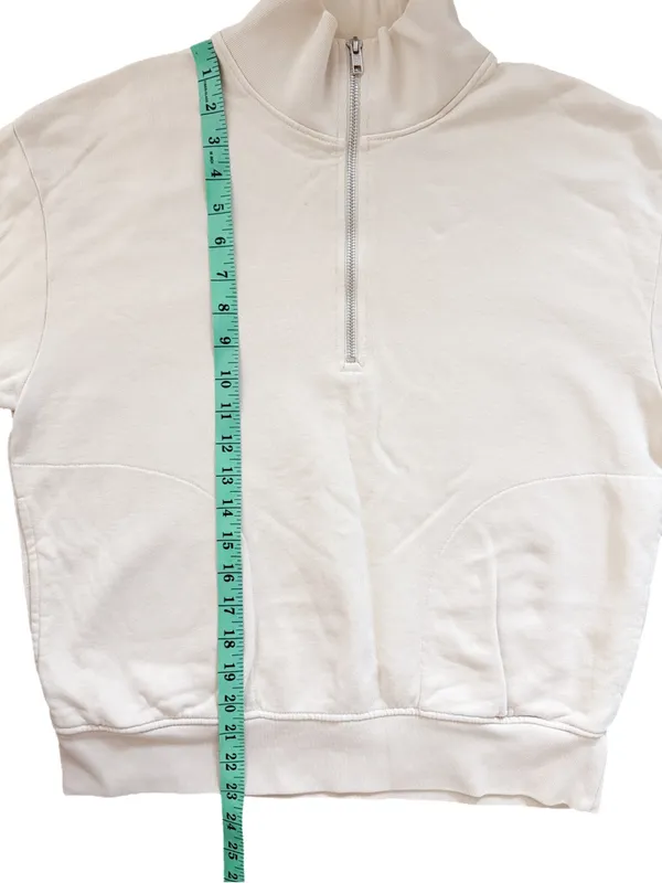MATE the Label Fleece Quarter Zip Sweatshirt XS Bone - Image 7