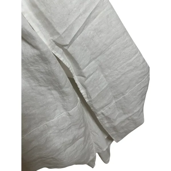 Dissh White 100% Linen Puff Sleeve Smocked Midi Dress Cottagecore Coastal US 6 - Image 5