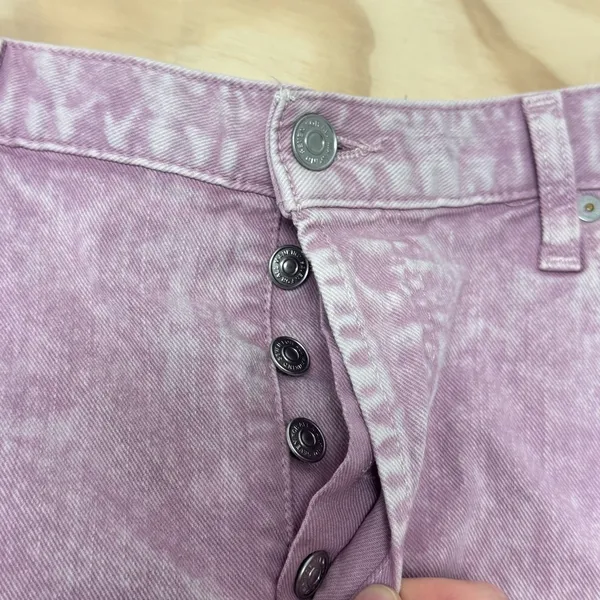 7 For All Mankind Monroe Cuttoff Denim Short Pink‎ Raw Hem Button Fly W32 - Image 5