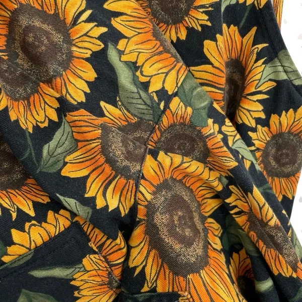 Lucy Yak Sunflowers Overalls Floral Print Summer Jumpsuit Black Yellow Size US 2 - Image 6