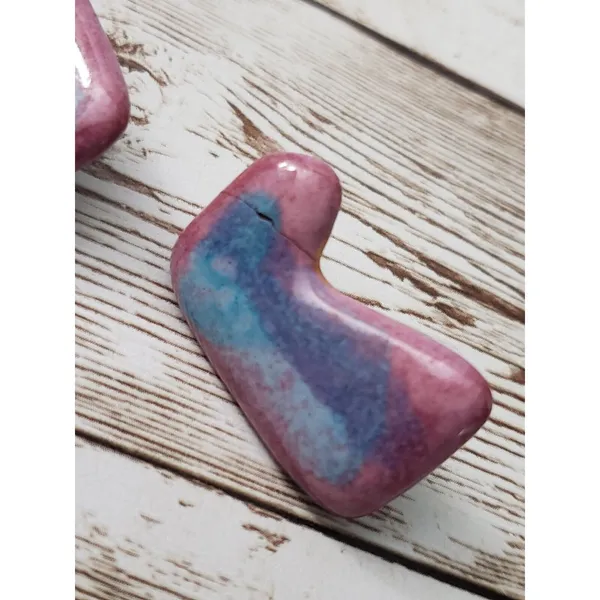 Vintage Clip On Earrings - Unusual Shape Blue & Pink Tones 1.25" - Image 6