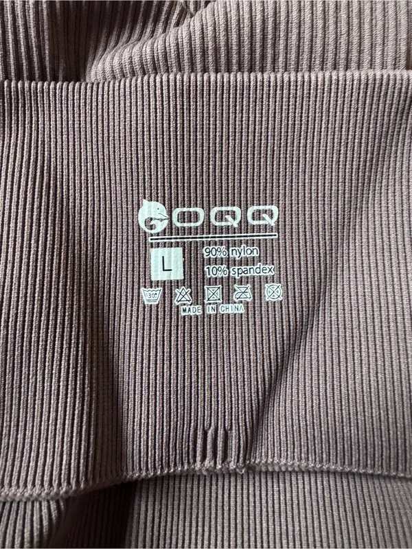 OQQ Size L Ribbed Seamless Workout High Waist Athletic Pants - Image 3