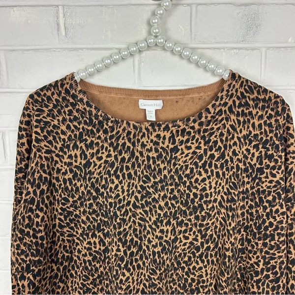 Garnet Hill Silk Cotton Animal Print Lightweight Knit Sweater Size S - Image 4