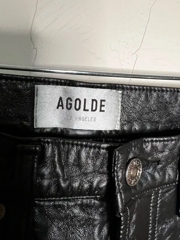 Agolde 90’s Pinch Waist Recylced Leather Blend High Rise Lined Black Detox Pants - Image 8