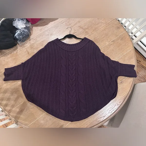 LOFT Women's Deep Purple Cable Knit Sweater - Image 4