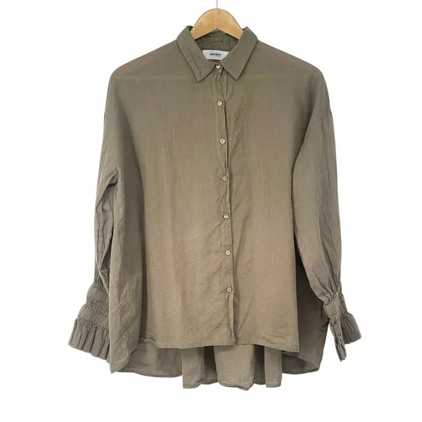 Notshy Cotton Button Up Shirt Size M Taupe Minimalist Lagenlook‎ Oversize - Image 2