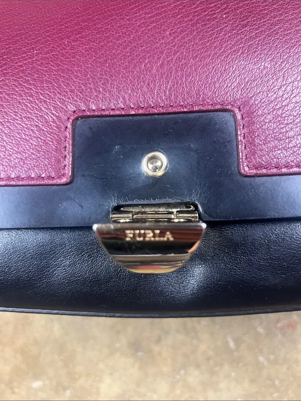 Furla Cortina Shoulder/Tote Bag in Burgandy and black - Image 6