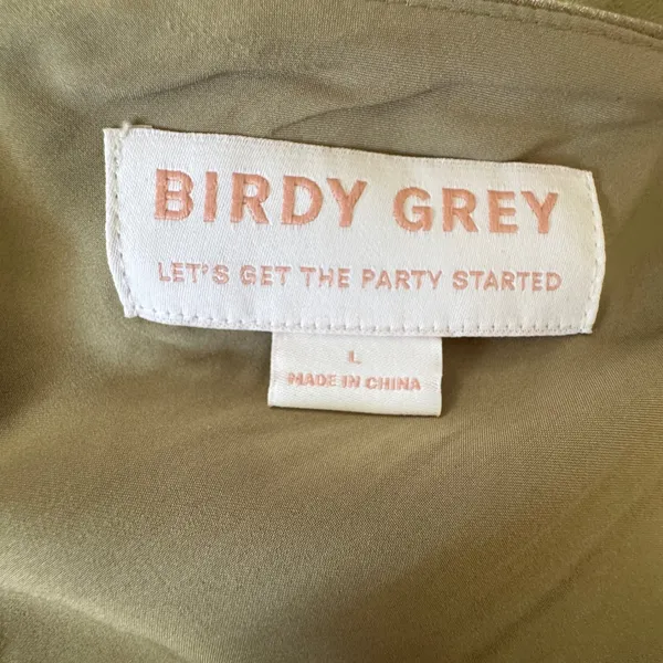Birdy Grey Lydia Satin Dress Sage Bridesmaid‎ Cowl Neck Maxi Slit L Formal Slip - Image 3