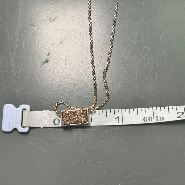 Kendra Scott Pattie Rose Gold Rectangle‎ Drusy Stone Pendant Necklace - Image 6