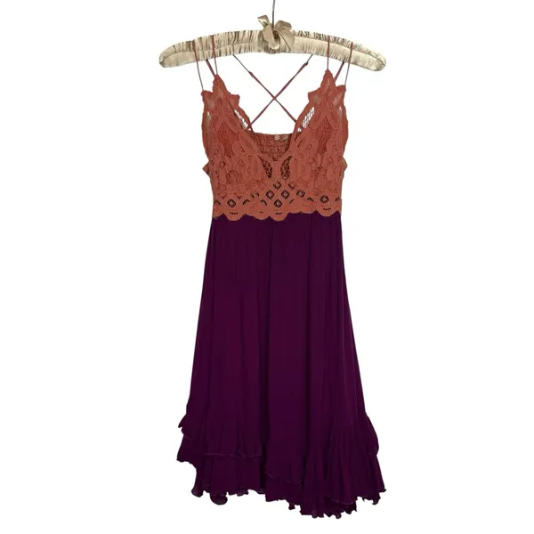 Free‎ People Adella Dress Small Pink Boho Festival Goth Fairy Whimsy Romantic - Image 3