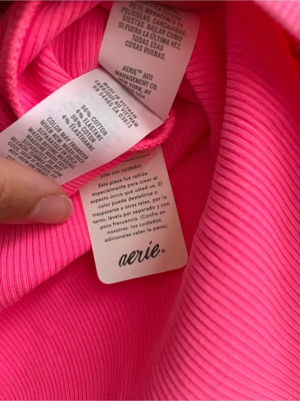 Aerie Pink Cotton Blend Ribbed Ruched Mini Swim Skirt Cover Up Size M Y2K - Image 4