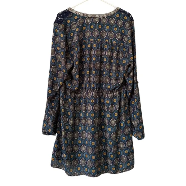 Daniel Rainn Shift Dress Women XL Navy Blue Geometric Lined Bohemian Hippie Chic - Image 2