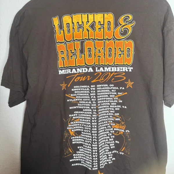 NWOT Gildan‎ Miranda Lambert Locked & Reloaded Tour 2013 Graphic T-Shirt Sz L - Image 6
