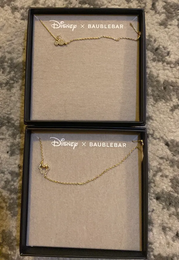BaubleBar X Disney Mickey Mouse and Minnie Asymmetrical Necklace Set - Image 2